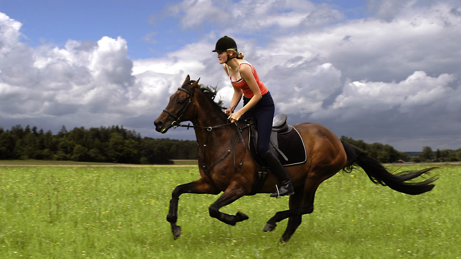 Tolle Braut beim Reiten 