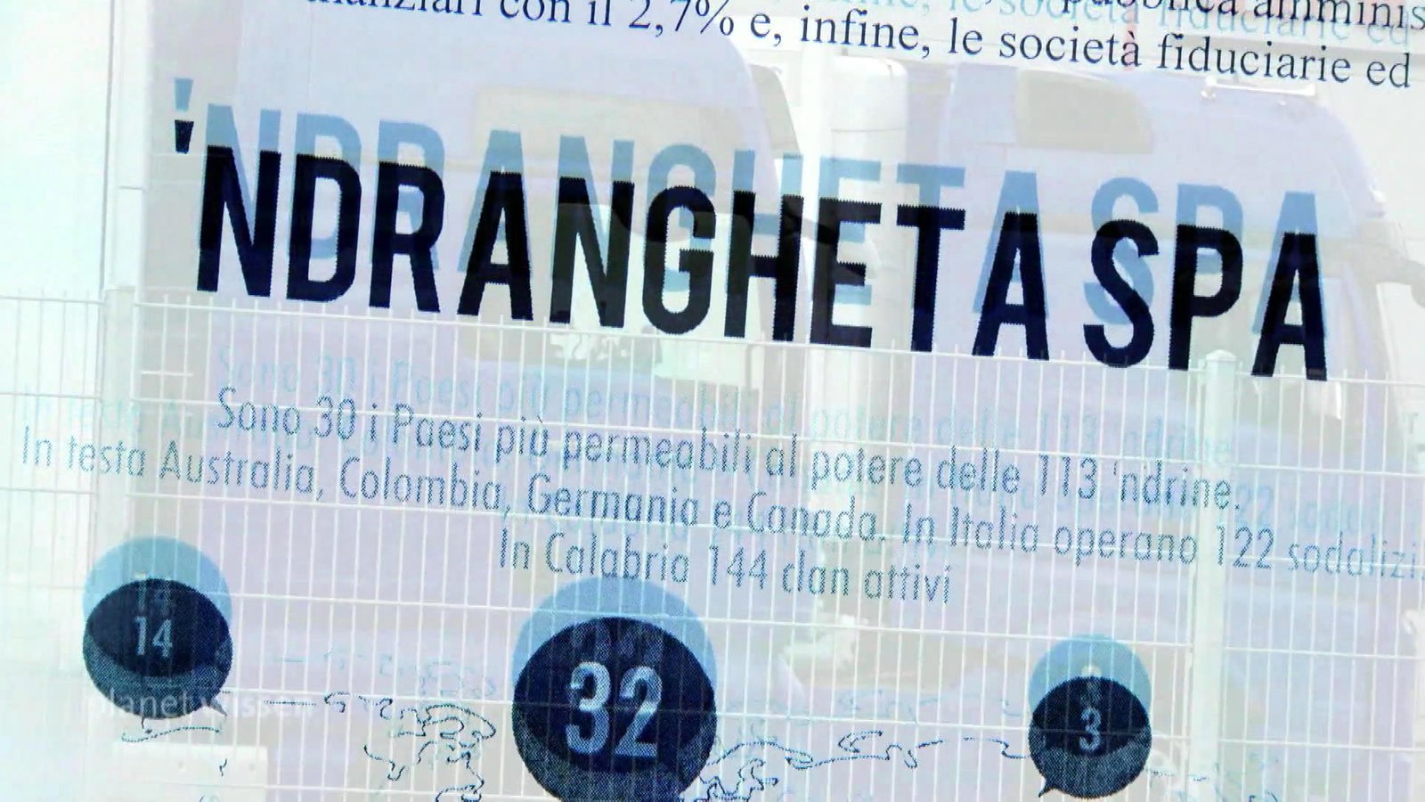 Grafik mit dem Schriftzug ''Ndrangheta SPA'.