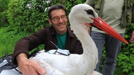 Martin Wikelski mit Storch 