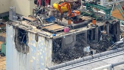 Aufnahme des zerstörten Reaktorgebäudes Nr. 4 des Atomkraftwerks von Fukushima.