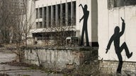 Graffitis an einem Gebäude in Pripyat