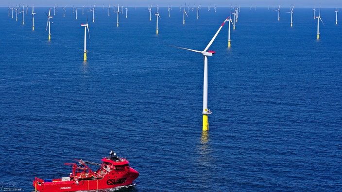 Zahlreiche Windturbinen auf dem Meer | Bildquelle: ddp images/Hero Lang Zahlreiche Windturbinen auf dem Meer