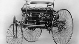 Zeichnung von Carl Benz' Patent-Motorwagen 1886
