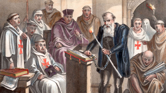 Gemälde: Galilei während seines Prozesses vor der Inquisition.