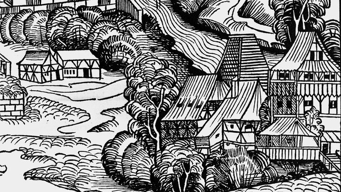 Holzschnitt: Papiermühle in Nürnberg | Bildquelle: akg Holzschnitt: Papiermühle in Nürnberg